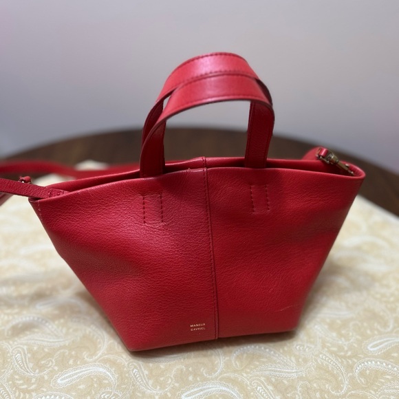 Mansur Gavriel Handbags - Mansur Gavriel Red Pebbled Leather Tote